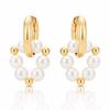14K Gold Plated Stainless Steel Earrings, Pearl Circles 3.5 Kst3576