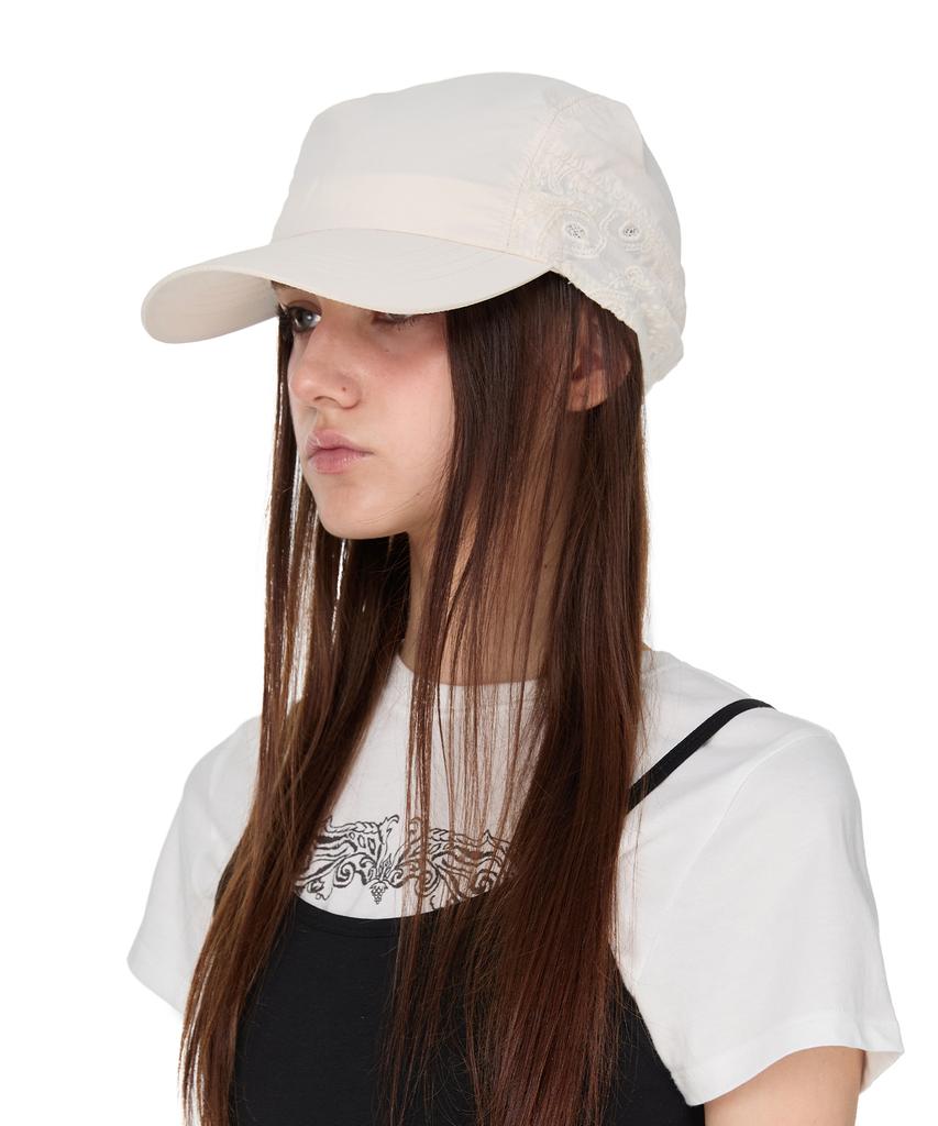 SUNBURNPROJECT Punching Paisley Scarf Cap, Ivory