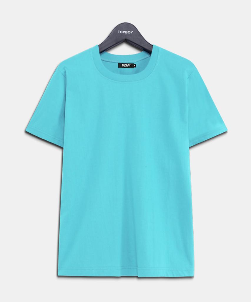 TOPBOY Basic Standard Fit Combed Cotton 30-Count Short Sleeve T-Shirt Light Blue