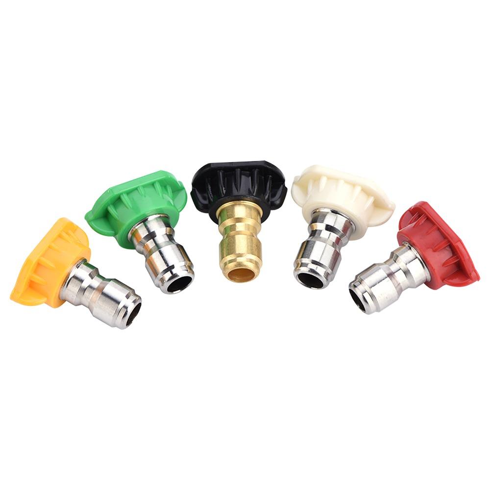 1/4 Inch Quick Connect Pressure Washer Spray Nozzles 0°, 15°, 25°, 40°, and 65° Small Size Spray Nozzle Tips Set Universal