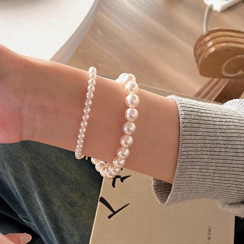 Anti Loss Round Strong Light Magnetic Buckle Pearl Bracelet