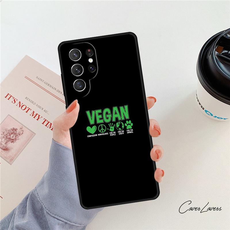 Vegetarian Quotes VEGAN LOVE VEGGIE phone case For Samsung Galaxy S24 S25 S23 S22 Ultra Note 10 20 Plus S20 S21 FE Cover