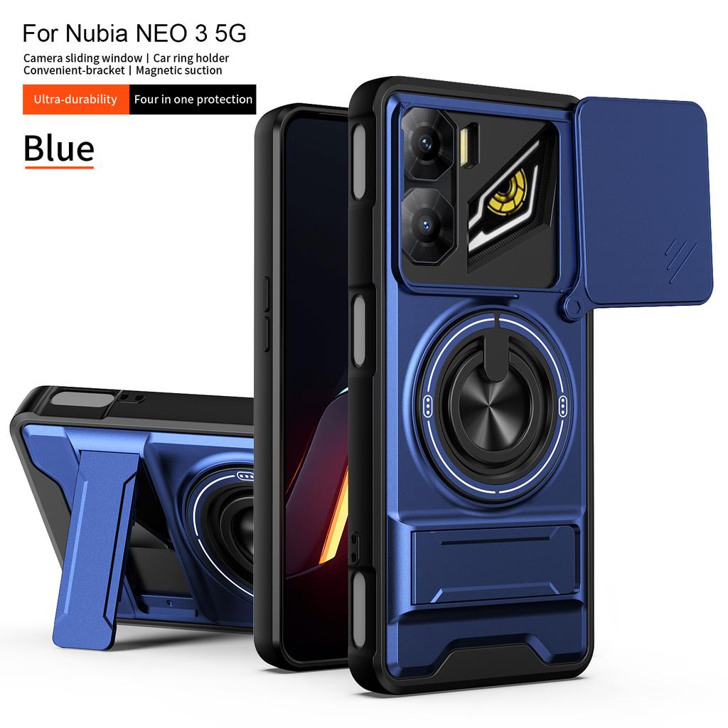 For ZTE Nubia Neo 3 Case ZTE Nubia Neo 3 5G Cover Nubia Neo3 Magsafe Magnetic Fold Holder Military Armor Camera Protection Cover
