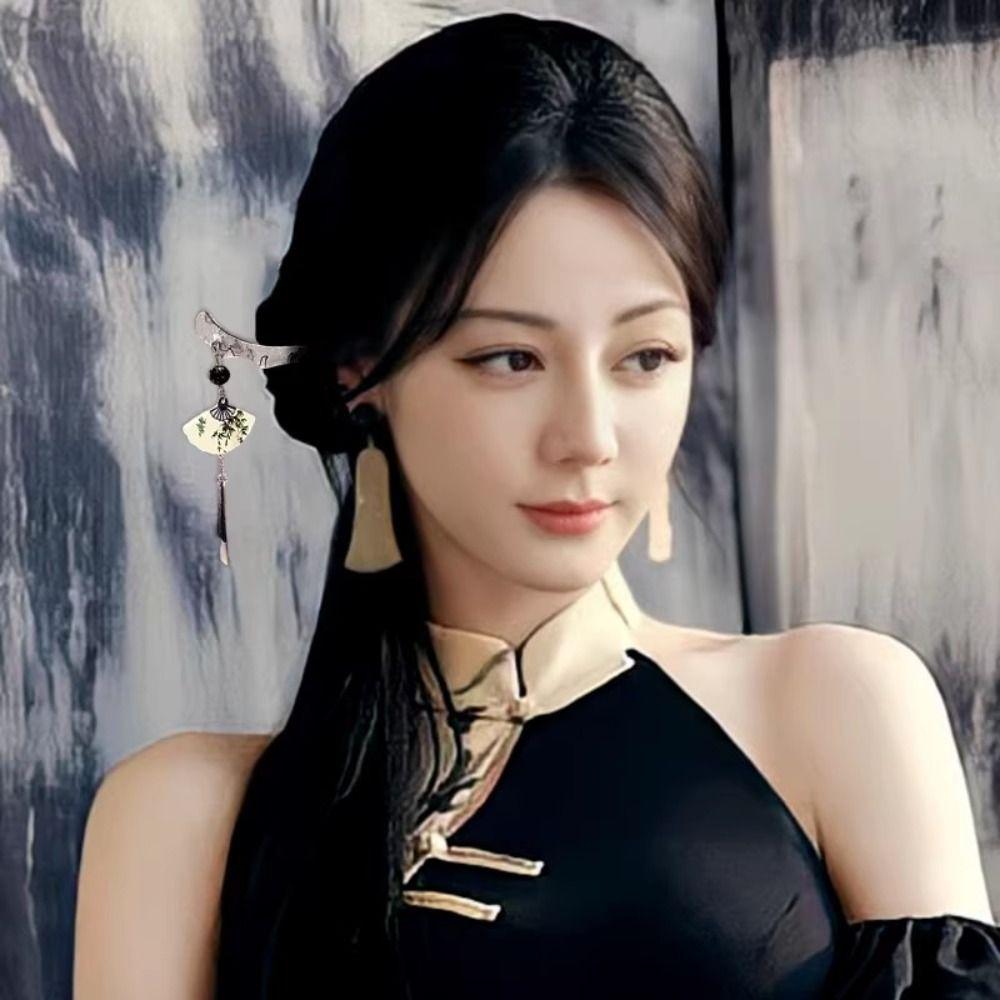 Alloy Hairpin Fan-shaped Tassel Updo Hairpin Hot Fan-shaped Tassel Hairpin for Flaggy Dress Hanfu