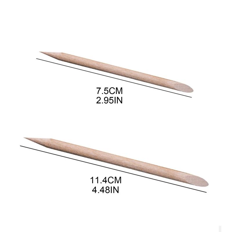 100× Orangenholzstäbchen für Nägel, Holz Nagelhautschieber Entferner für Maniküre Pediküre