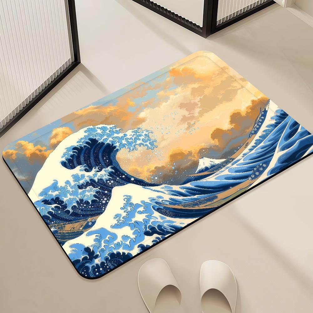 Great Door Mat Bedside Entrance Bath Floor Decoration Corridor Art Wave The Door Mat Carpet Living Kanagawa Room off Balcony