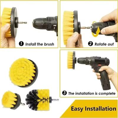 3-teiliges/Set Bohrbürstenaufsatz-Set Power Scrubber Bürste mit Bohrer Scheuerbürste für Duschen Badewannen Fliesenfugen Teppichreinigung