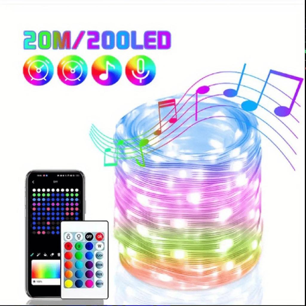 Smart LED String Light Bluetooth APP Control USB RGB Fairy Lights Waterproof Music Sync Dream Color Light Party Room DIY Decor
