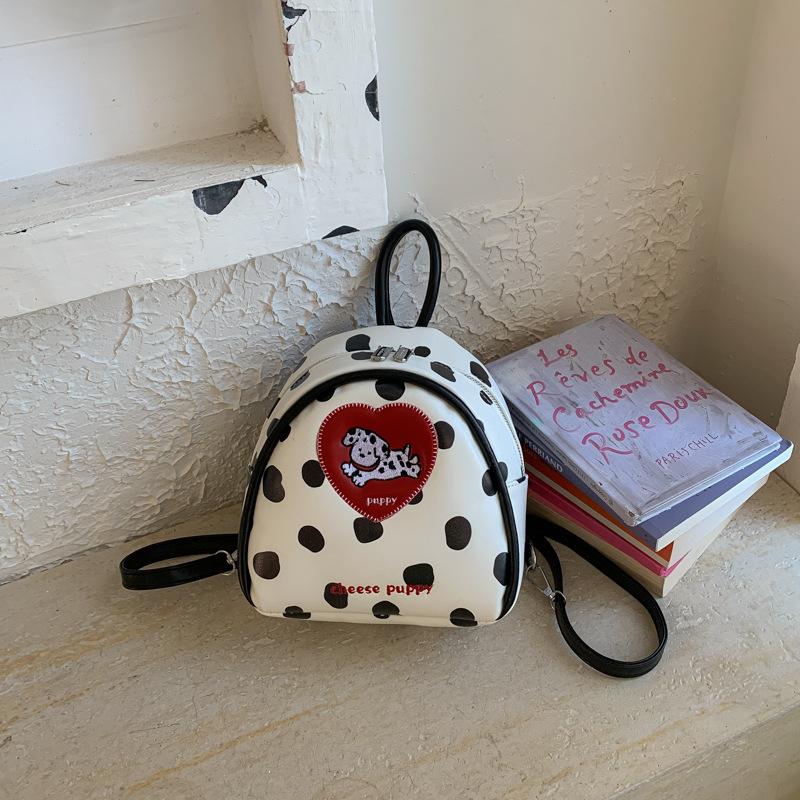 Schoolbag popular red puppy polka dot foreign style backpack original niche cute bag women's versatile handbag mini bag