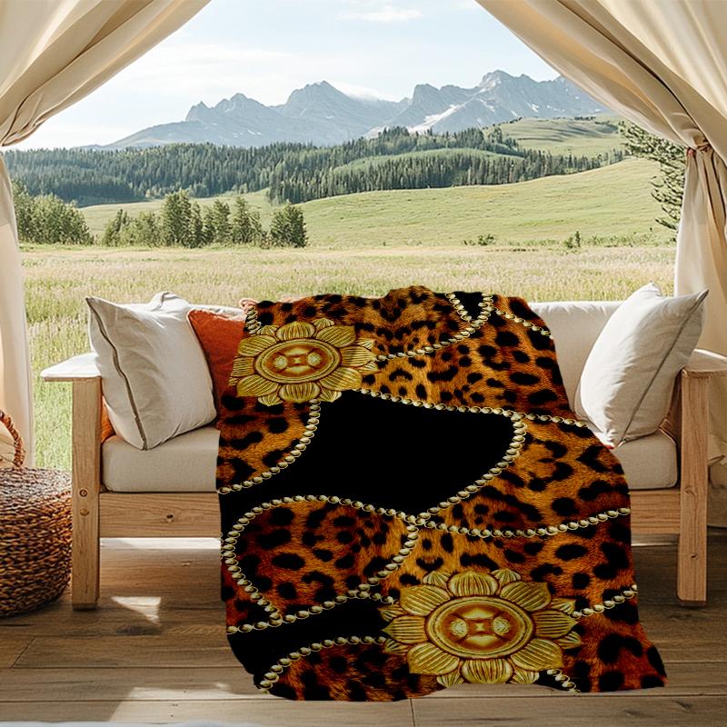 Leopard Glamour Blanket Personalized Name Flannel Blanket Soft Cozy Plush Throw for Sofa Bed Lightweight Home Décor