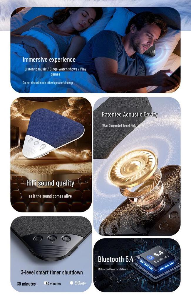 V3pro Ultra-Thin Under-Pillow Bluetooth Speaker for Sleep with White Noise