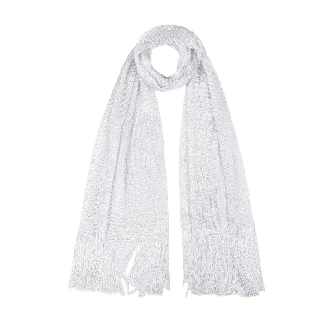 Women'S Artificial Silk Scarf Gold And Silver Silk Flat Scarf Thin Scarf Polyester And Nylon Scarf European And American Hollow Scarf