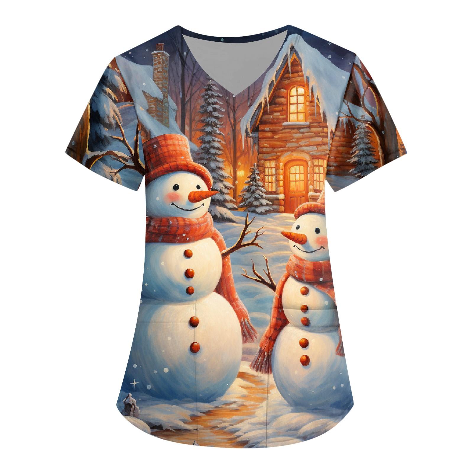 

Рабочая форма больших размеров с принтом, топы для женщин, забавные футболки с короткими рукавами и v-образным вырезом с принтом, рабочая одежда, футболка с карманами M киноварь