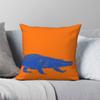 Blue Gator On Orange Square Pillowcase Polyester Linen Velvet Printed Zip Decor Pillow Case Home Cushion Case