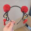 Butterfly Chinese New Year Headwear Tassel Ancient Style Red Hairband Children Wig Headband  Girls