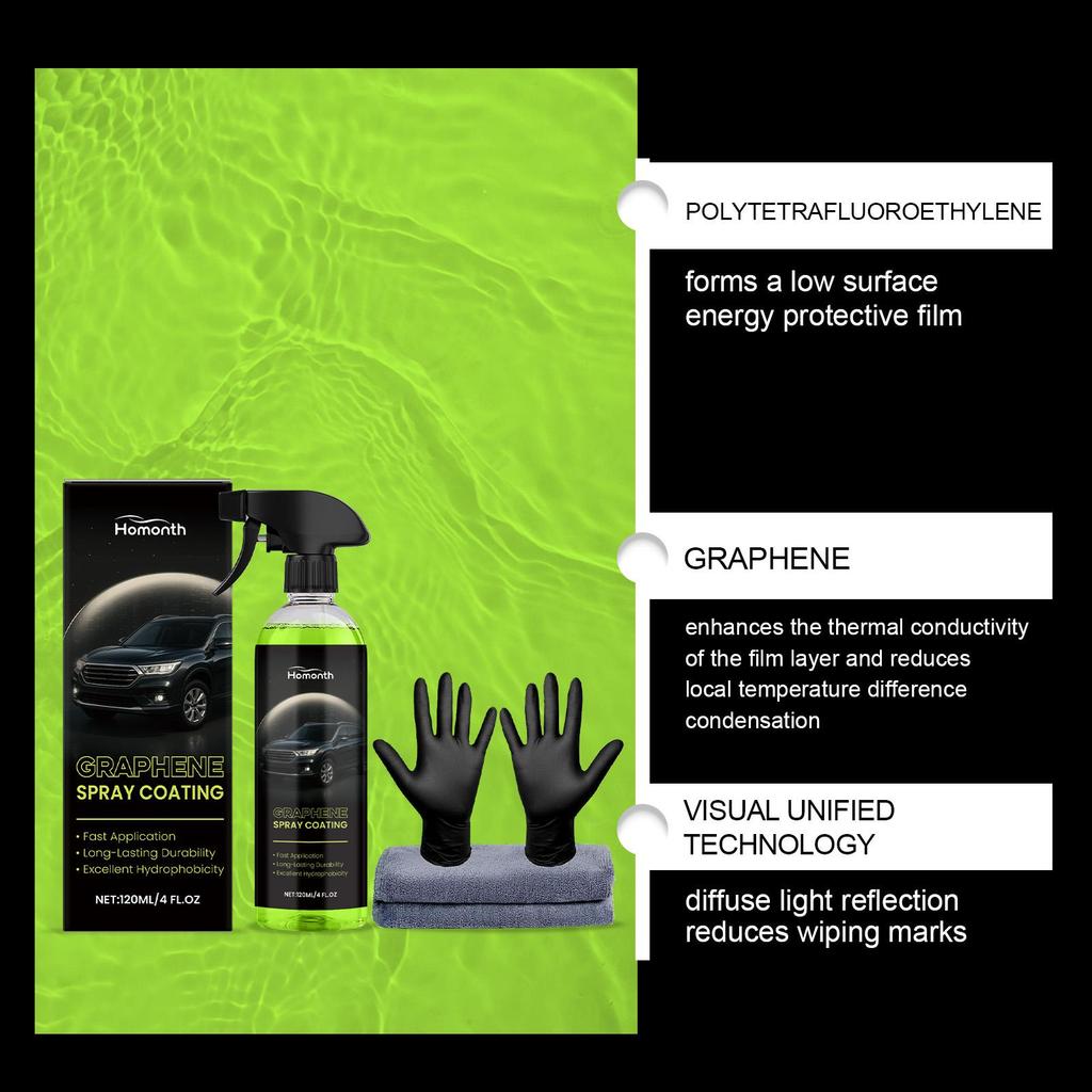 Homonth Automotive Graphene Ceramic Coating Spray, Long-Lasting Hydrophobic Protection, Car Hydrophobic Agent, Ceramic Coating Spray for Cars