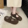 Mao Mao Shoes Women Wear In Autumn and Winter 2025 New Korean Version Fashion One-word Buckle Lamb Wool Velvet Flat Cotton Shoes