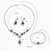 Bridal Jewelry Three-Piece Set Green Diamond Necklace Earrings Three-Piece Set Jewelry