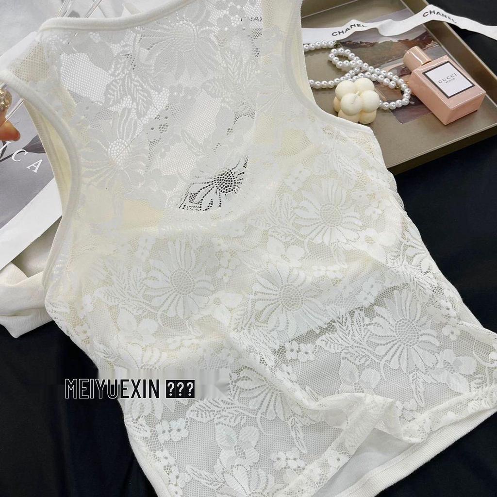 Spitzenrücken-Camisole mit eingebautem BH für Damen