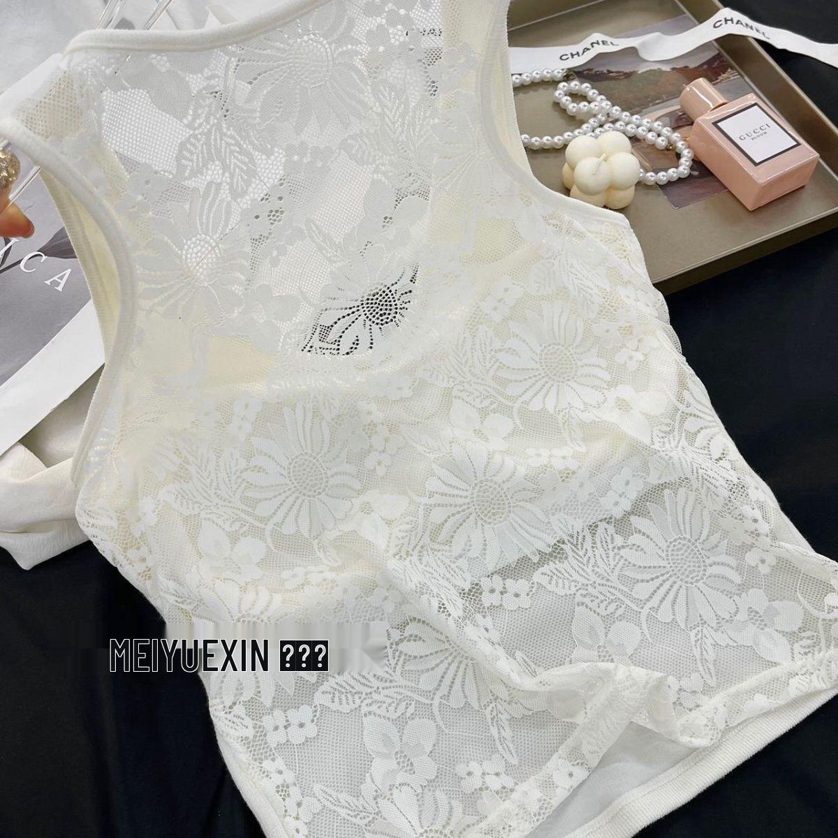 

Кружевной топ-майка со встроенным бюстгальтером для женщин One Size (80-120 jin)