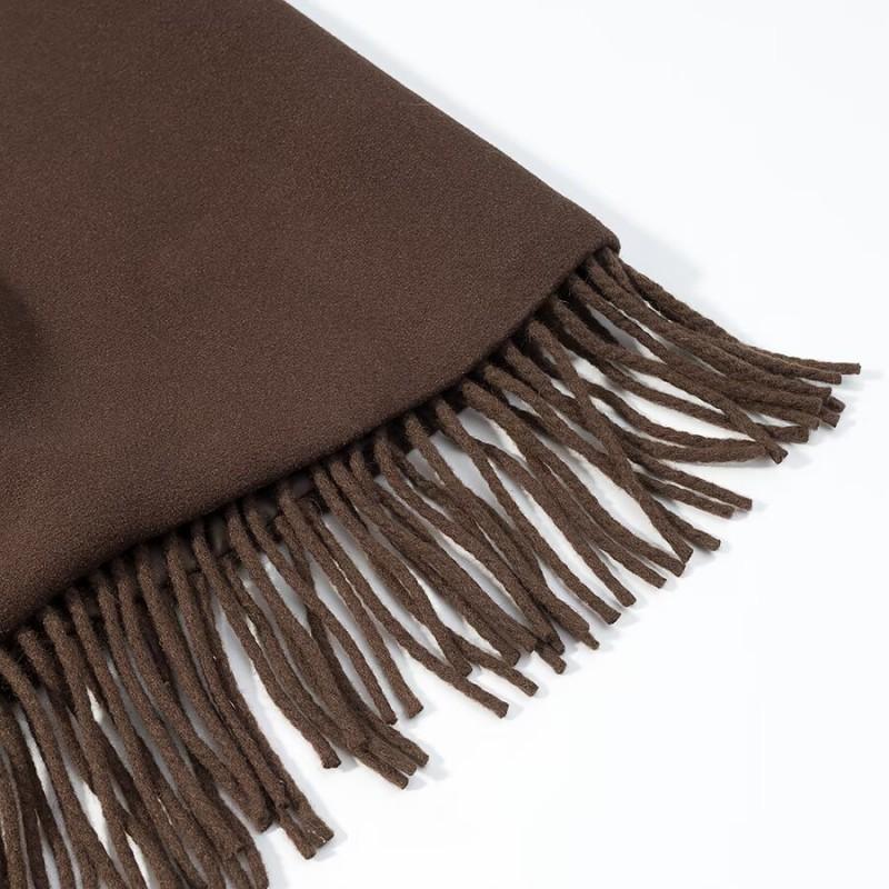 Womens Wool Blend Long Coat With Fringe Detail Casual Elegant Outerwear Winter 2025