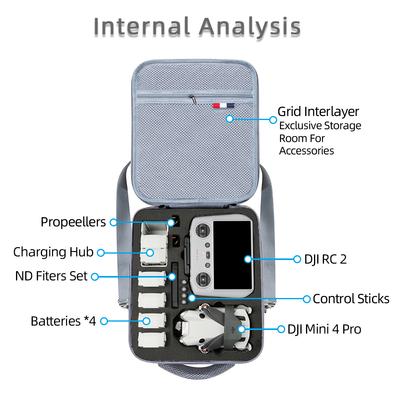 Storage Bag For Mini 4 PRO Shoulder Bag Travel Carrying Case Portable Box For Mini 4 Pro RC 2/RC-N2 Controller Drone Accessories