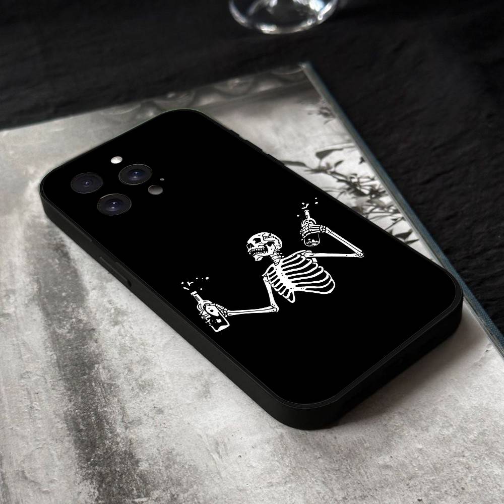 Skeleton Skull Phone Case Black Silicone Soft Shell For IPhone 17 16 15 14 13 12 11 Air Pro Max Plus Hot Sale