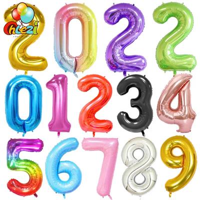 Novos balões de aniversário de 40 polegadas, balões de hélio com números de 0 a 9, decorações para festa de casamento, chuveiro, figuras grandes, vidro