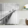 Seaside Scenery 3d Printed  Polyester Shower Curtain Wooden Bridge Nature Fabric Waterproof Bathroom Curtain for Bathtub