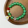 Natural Stone Beaded Bracelet for Women Handmade 10mm Round Beads Stretch Bangle with Pendant DIY Charms Jewelry Gifts