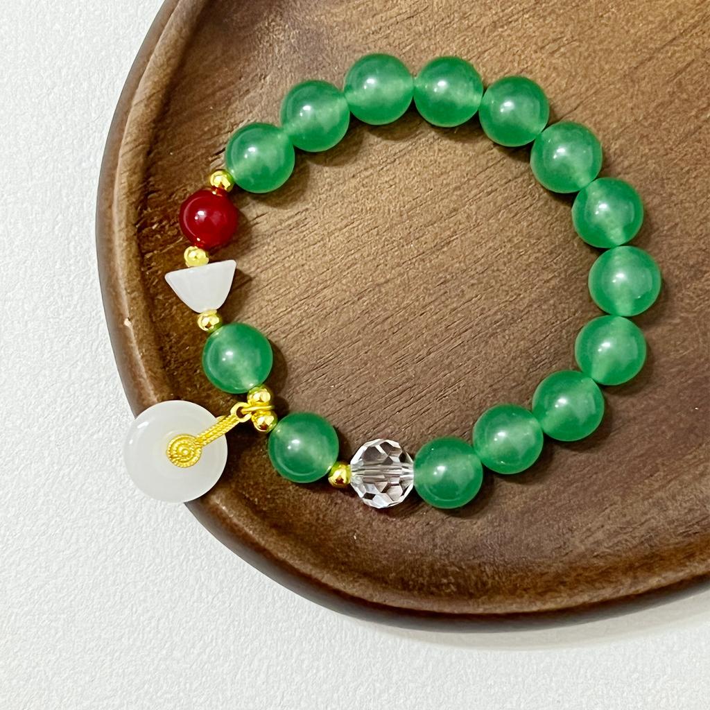 Natural Stone Beaded Bracelet for Women Handmade 10mm Round Beads Stretch Bangle with Pendant DIY Charms Jewelry Gifts