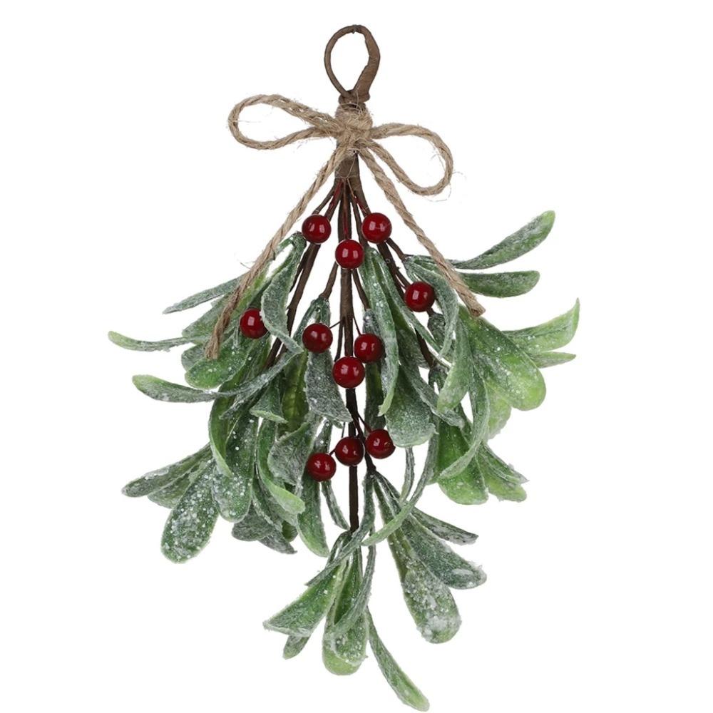 

2pcs Realistic Artificial Mistletoe Branches Frosted Fake Plants Home Living Room Decor червоний