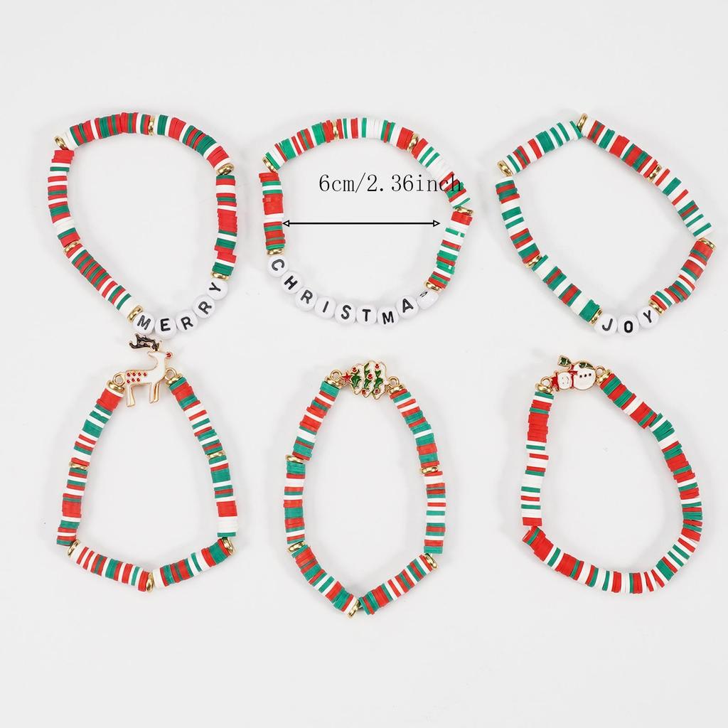 2025 Holiday Bracelet: Antler, Snowman & Tree Polymer Clay Elastic