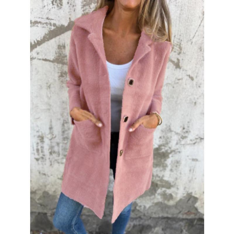 YYFS Damesmode Casual Effen Kleur Print Herfst Winter Lange Mouw POLO Hals Jassen & Jassen