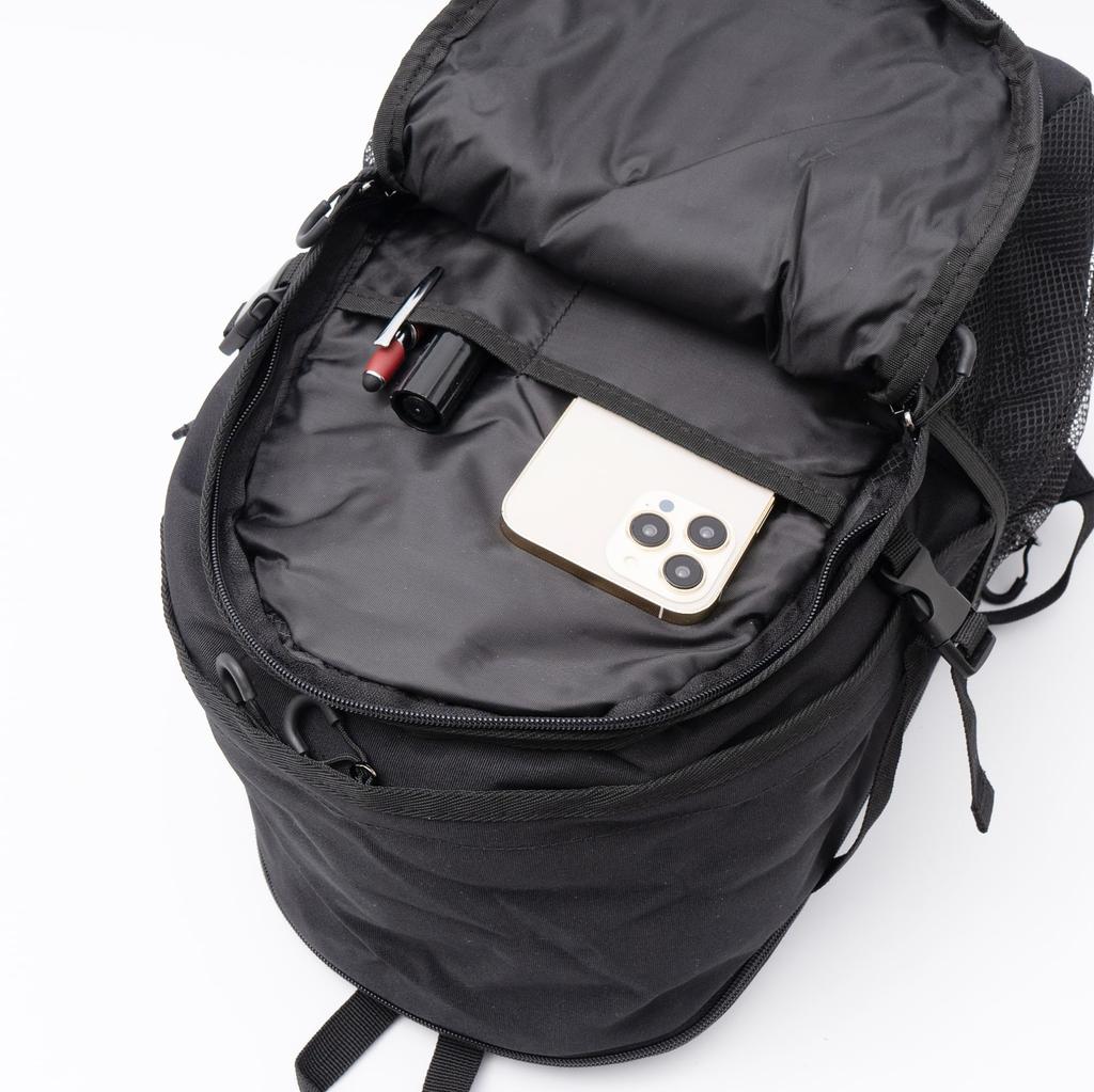 Logo Spark Backpack, Medium Size, Bungee Cord Daypack, Black, Medium