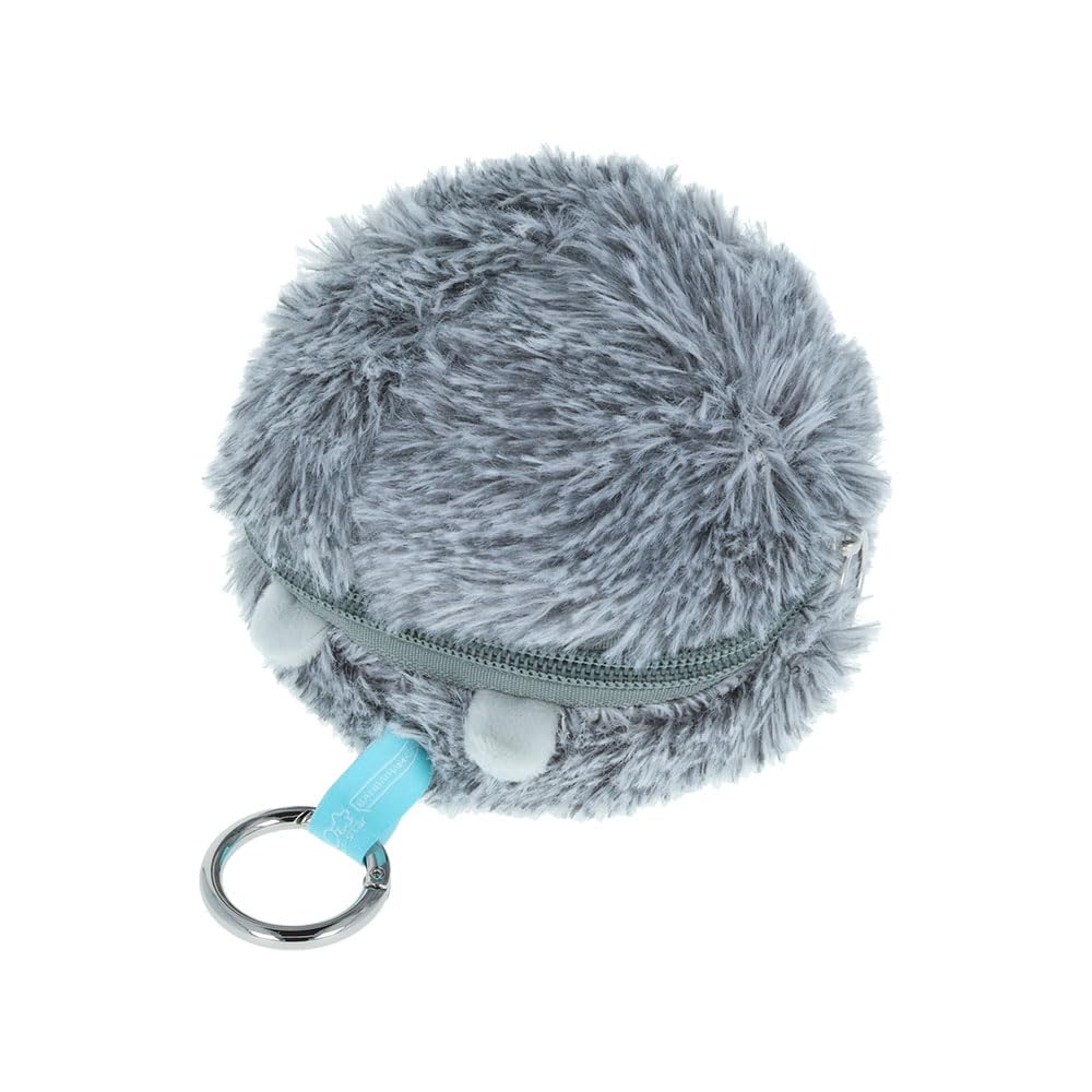 Mini Plush Pouch with Carabiner - Round Hedgehog Gray - S2339501