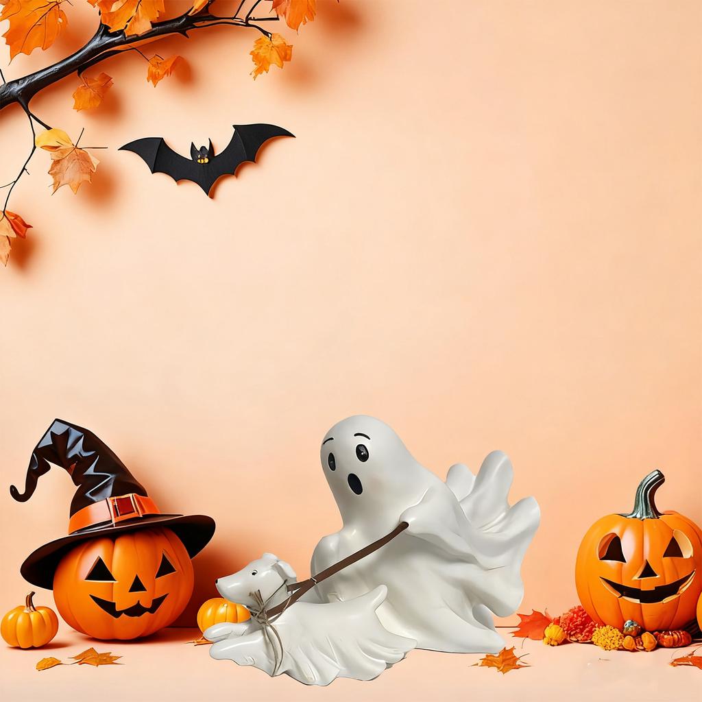 Spooky Ghosts Figurine Ghost Dog Resin Figurine Ghost Dog Walking Figurine for Halloween Decor Outdoor Indoor