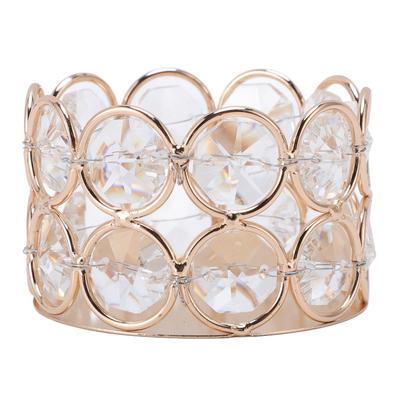 Hollow Candle Holder Crystal Beads Iron Art Decorative Cup for Tealight and Electronic Candles