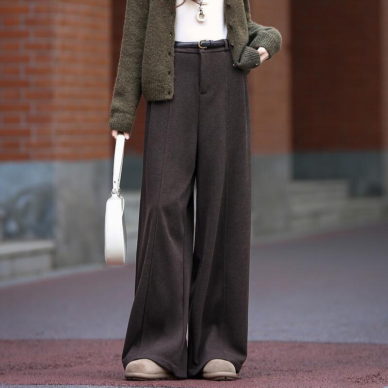 Women's Wool Blend Winter Straight-Leg Casual Pants