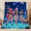 K POP Witch Hunting Group Female Warrior Anime Blanket Soft Flannel All Seasons, Lightweight Cozy for Home Travel Decor