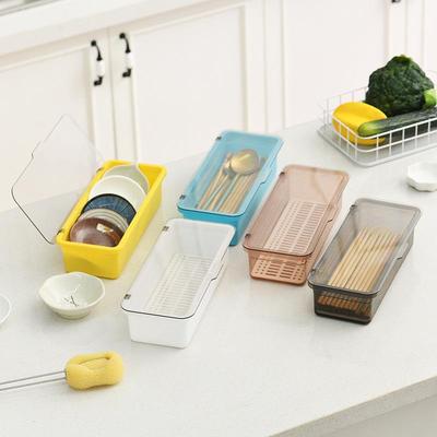 Multi-functional Dustproof Chopsticks and Tableware Storage Box with Lid