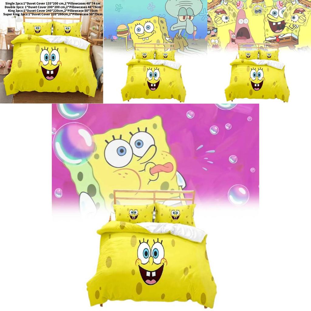 Spongebob Squarepants Bedding Set With Polyester Fabric For Kid And Teens Sleep Decor