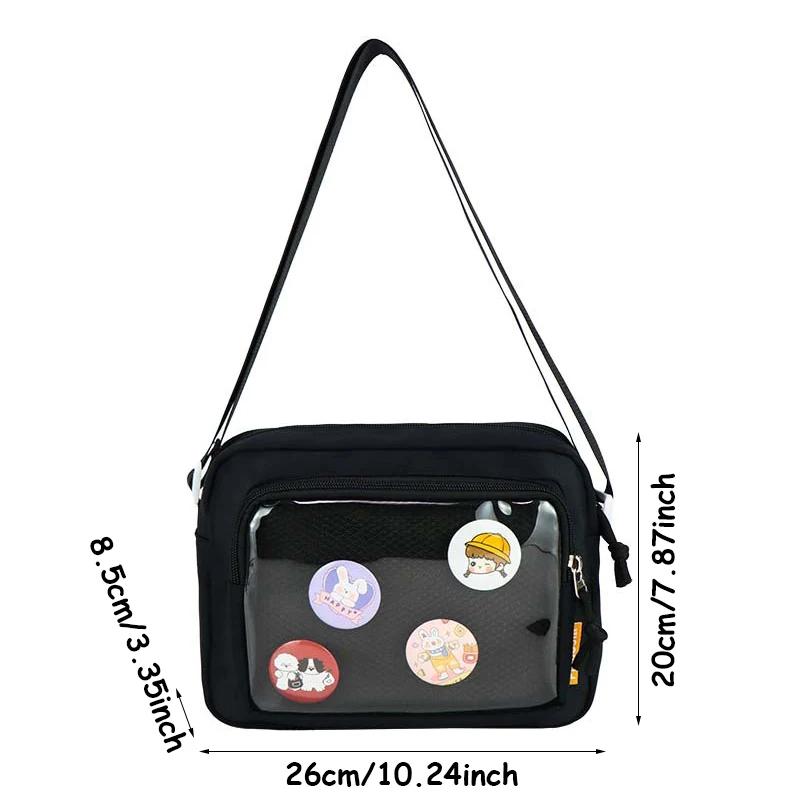 Ins Style Transparent Badge Crossbody Bag for Korean Girls Casual Mobile Phone Bag Anime Hanging Bag Display Product Bag