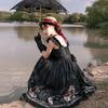 Gothic Style Dark Lolita Dress Sleeveless Temperament Bow Ruffle Halter Dresses