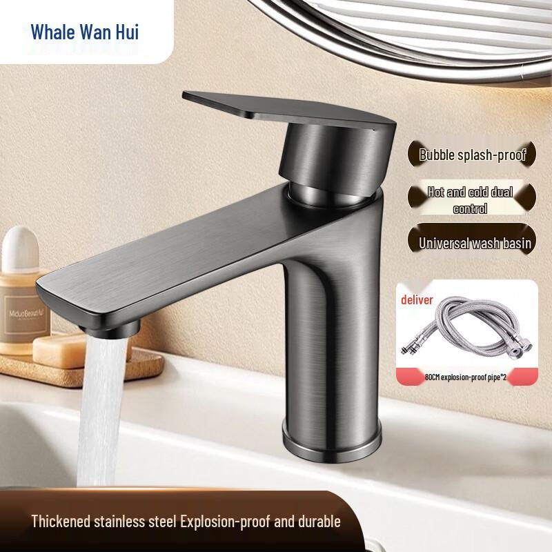 Jingwanhui Stainless Steel Washbasin Faucet with Hot & Cold Water