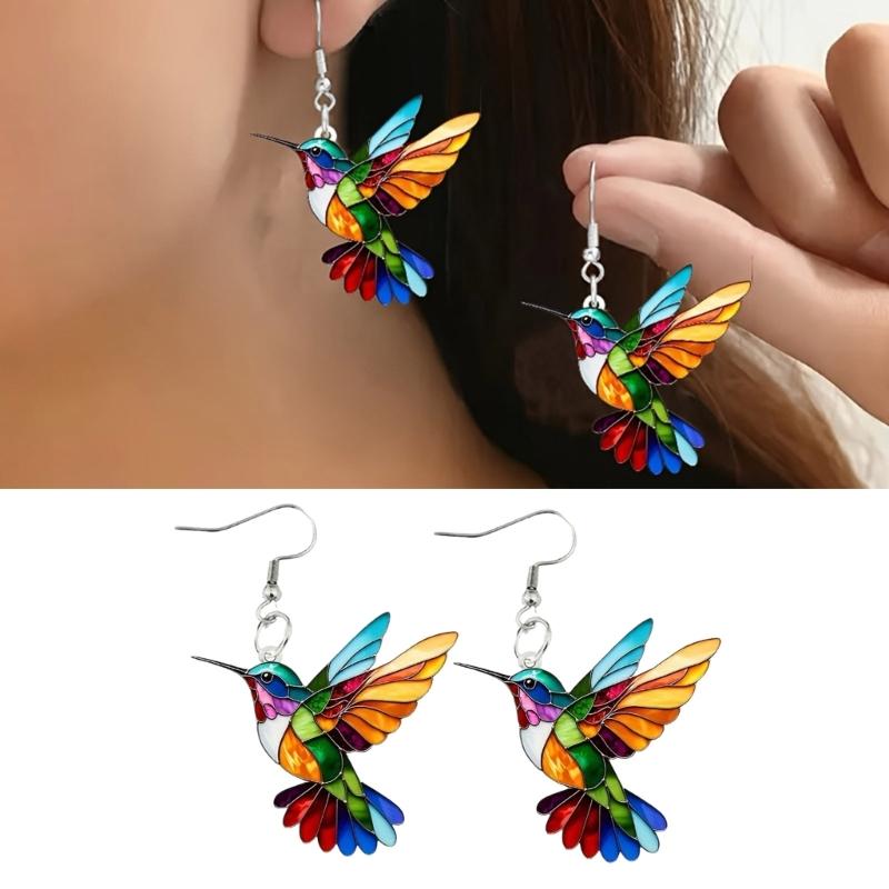 Hummingbird Earrings Stylish Jewelry Elegant Necklace Everyday Wear Jewelry Acrylic Texture Present for Trendsetters