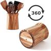 Acacia Wood Cutlery Holder 360° Rotating Utensil Storage Box New Kitchen Utensil Holder  Countertop