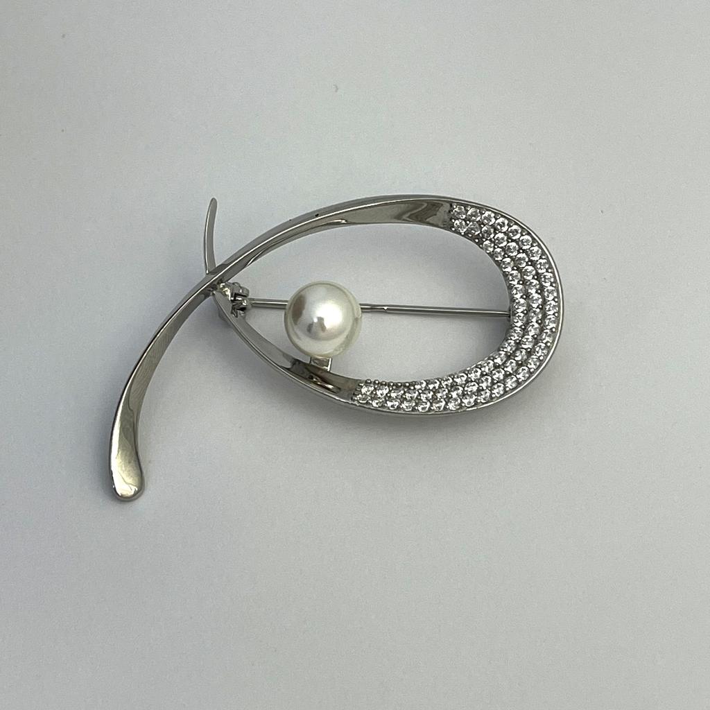 Stříbrná brož s přírodními perlami (2109686)