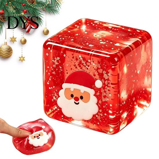 Soft Cube Toy Christmas Clear Squeeze Toy, Santa Claus Tree Snowman Pattern Stress Slow Rebound Toys Cube, Rising Sensory for Party Favors Themed
