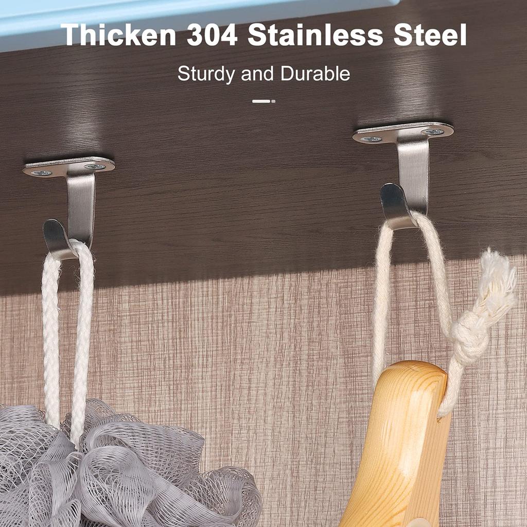 10Pcs Stainless Steel Screw Mounted Ceiling Hooks Under-Shelf Towel Robe Clothes Hook Heavy Duty Coat Hook Hanger